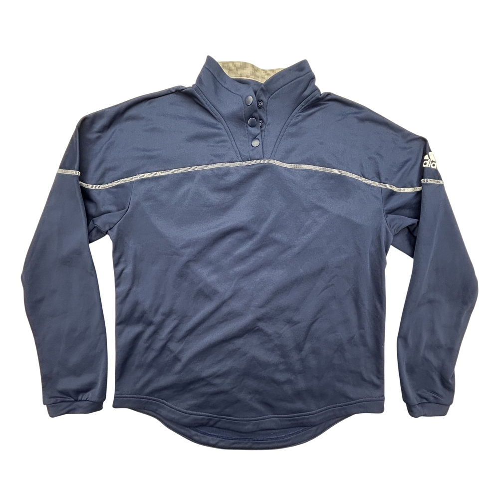 adidas Pullover Womens Small W STM 1/4 Snap Navy Blue Fleece Sample HB6783